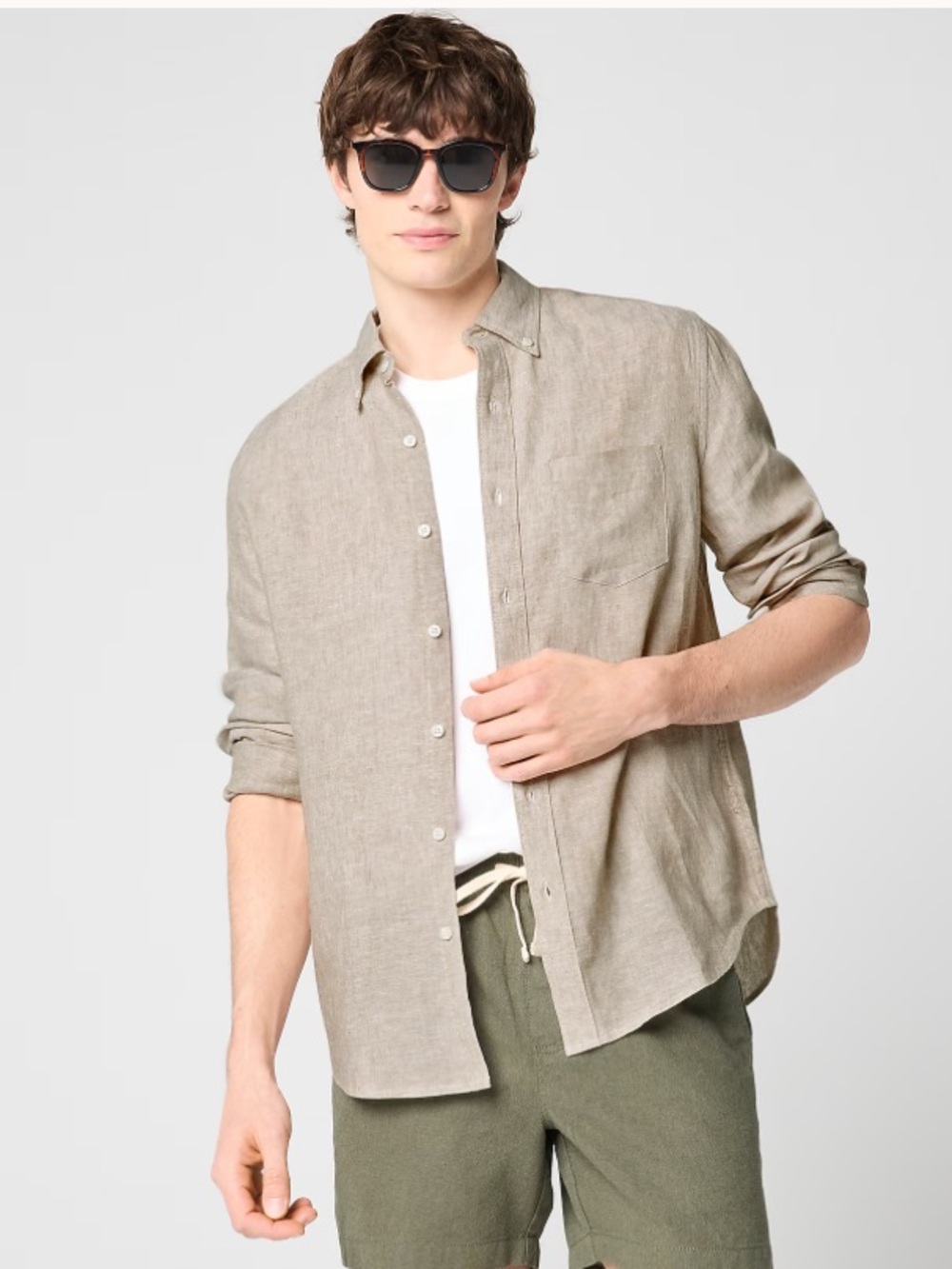 J. Crew Classic Slim-fit linen-blend shirt - Dusty Khaki Cross Dye NWOTs